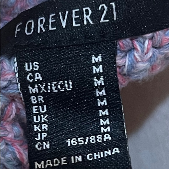 FOREVER 21 Cropped Fitted Knit Tank Top Square Neckline Blue Pink Purple SZ M - Picture 5 of 6